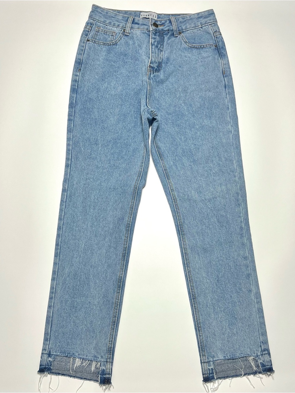 Lioness Mind Over Matter Mom Jeans M High Rise Acid Wash Cropped Raw Step Hem